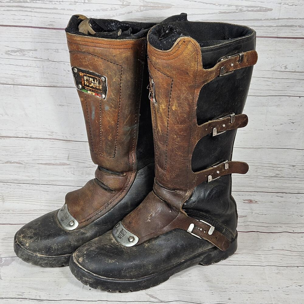 Vintage FULL HOUSE Motocross Boots Leather *MADE IN ITALY / *NO SIZE